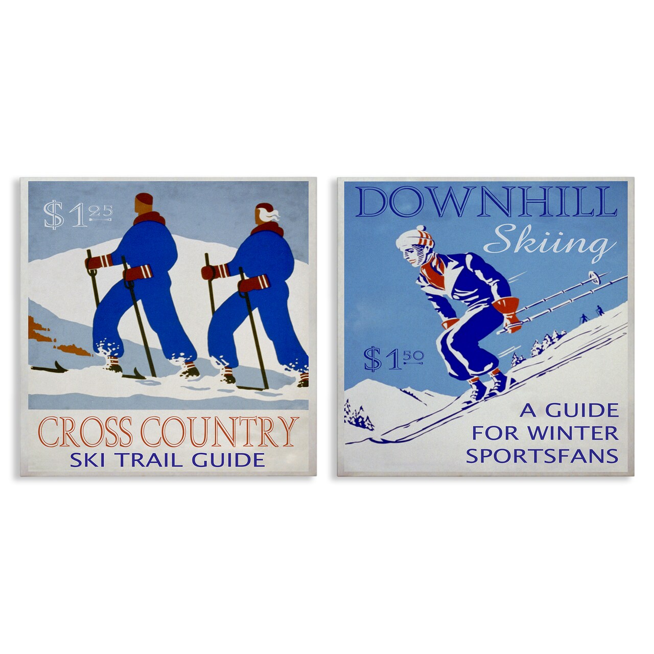 Stupell Industries Cross Country Skiing Posters 2pc Canvas Wall Art Set Design by Graffi*tee Studios